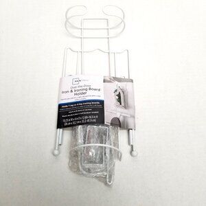 Mainstays Over Door Iron Ironing Board Holder White Steel Adjustable Storage NEW